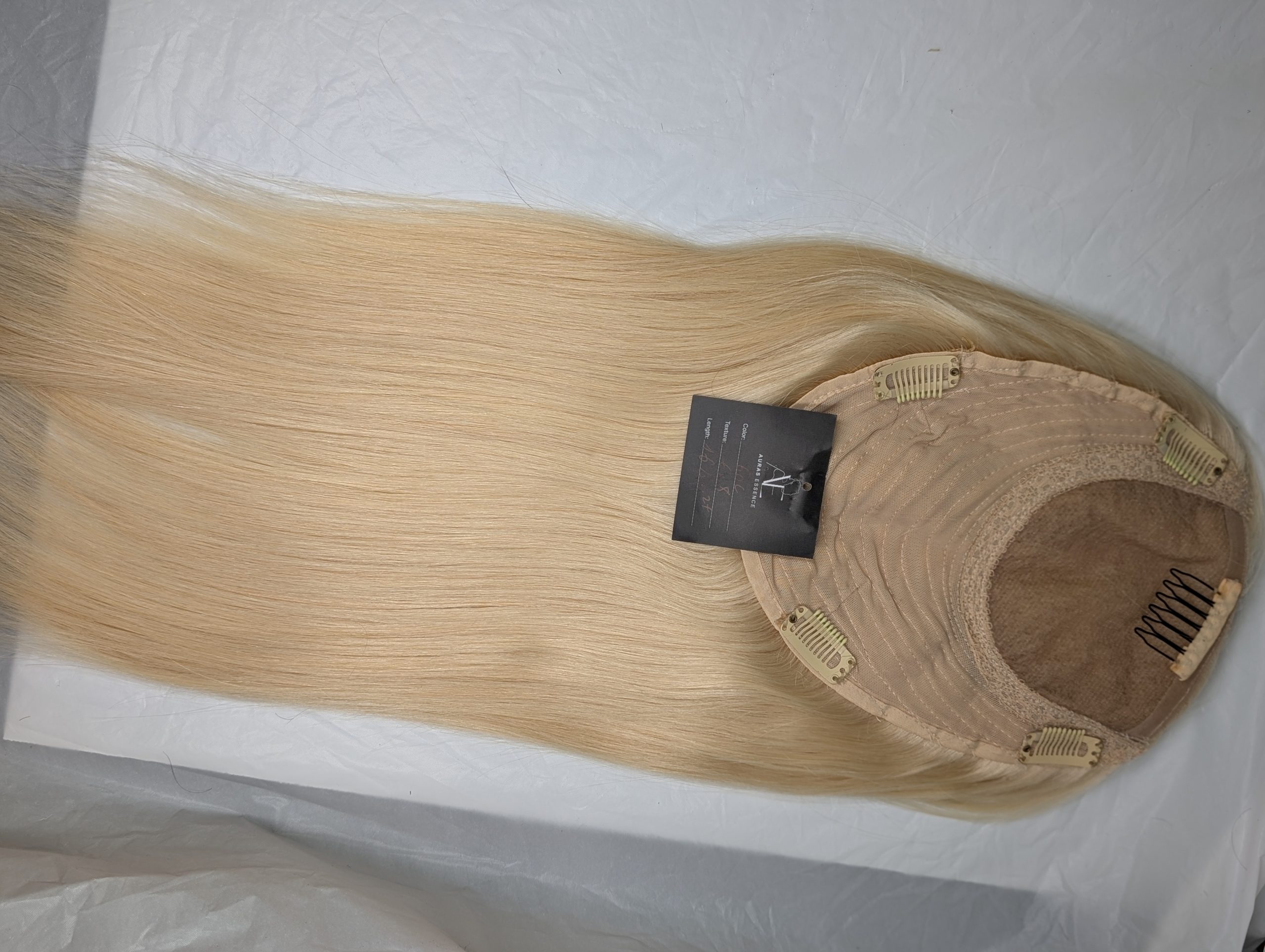 Hair Topper with Wefts – 16" Straight (Color 3Q/27) - Image 2